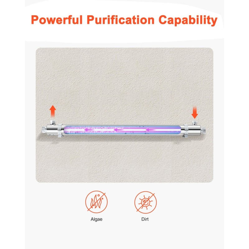 UV-vedenpuhdistin 304-ruostumaton teräs koko talon 50W 45,4 l/min