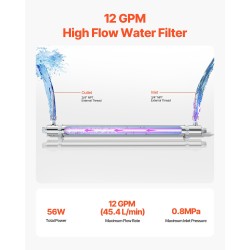 UV-vedenpuhdistin 304-ruostumaton teräs koko talon 50W 45,4 l/min