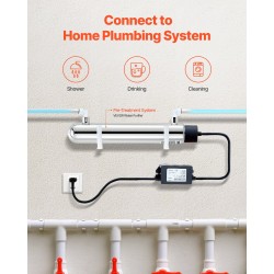 UV-vesipuhdistin kotitalouskäyttöön 304-ruostumaton teräskotelo kvartsiholkilla 12 watin