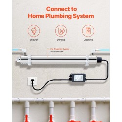 UV-vedenpuhdistin 304-ruostumattomasta teräksestä 25 W 22,7 l/min 8000 tuntia