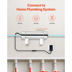UV-vedenpuhdistin 304-ruostumattomasta teräksestä 8W 3,785 l/min kotikäyttöön