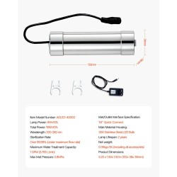 UV-vedenpuhdistin 304-ruostumattomasta teräksestä 8W 3,785 l/min kotikäyttöön