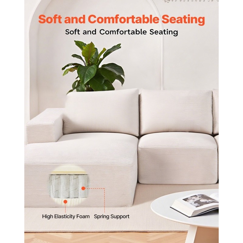 Moduulisohva U-muotoinen vakosamettiverhoilu lepotuololla leveillä käsinojilla korkean kimmoisuuden vaahto