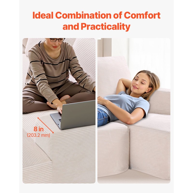 Moduulisohva U-muotoinen vakosamettiverhoilu lepotuololla leveillä käsinojilla korkean kimmoisuuden vaahto