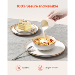 Keramiikkainen 32-osainen astiasetti 8 hengelle norsunluun sävy astianpesukone- ja mikroaaltouunikestävä