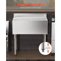 Jääallas 78,4 l 304-elintarviketeräs polyuretaanieriste liukukansi tiskin alle