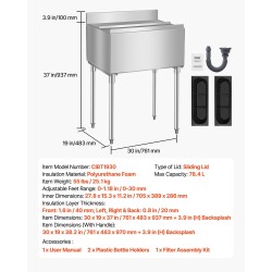 Jääallas 78,4 l 304-elintarviketeräs polyuretaanieriste liukukansi tiskin alle
