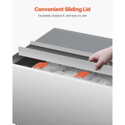 Jääsäiliö 61,6 l 304-elintarviketeräs liukuva kansi pyörillä ammattikäyttöön