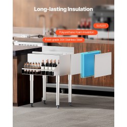 Jäävadi 61,6 L 304-elintarviketeräs polyuretaanivaahto liukuva kansi ammattikäyttöön