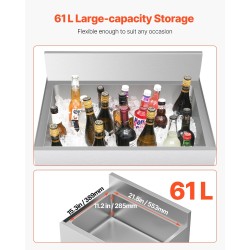 Sisäänrakennettava jäälokero 61 l 304-ruostumatonta terästä NSF-sertifioitu