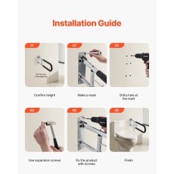 Wc-turvakaide kääntyvä alumiini 30-tuumainen 136 kg EVA-vaahtokahva