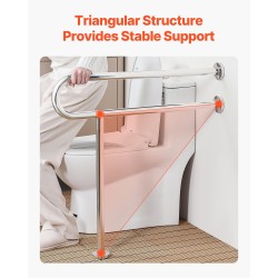 Lattialla seisova U-muotoinen tukikaide ruostumattomasta teräksestä liukuesteellä 136 kg kantavuus