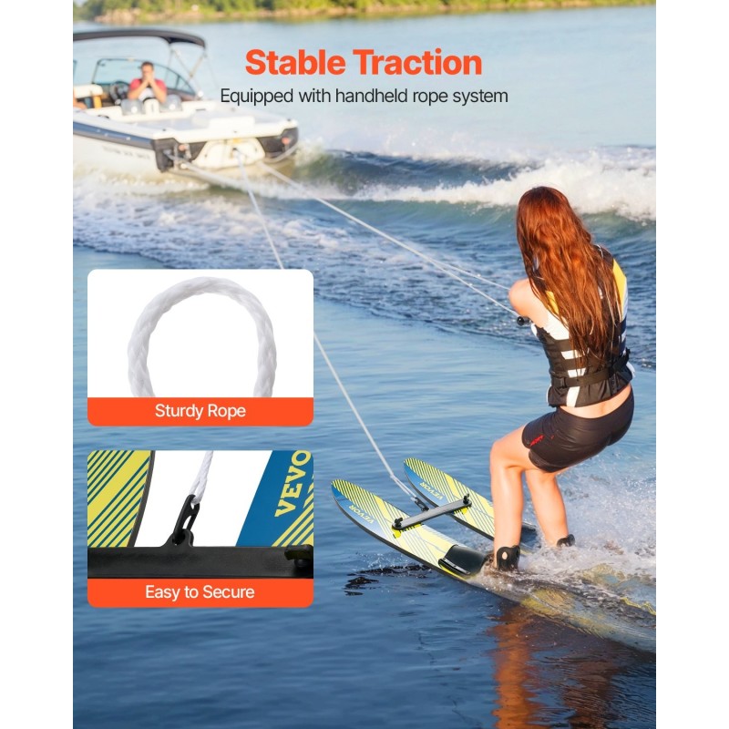 Vesihiihtosukset pari 116,8 cm nuorille PU-vaahto puukansi