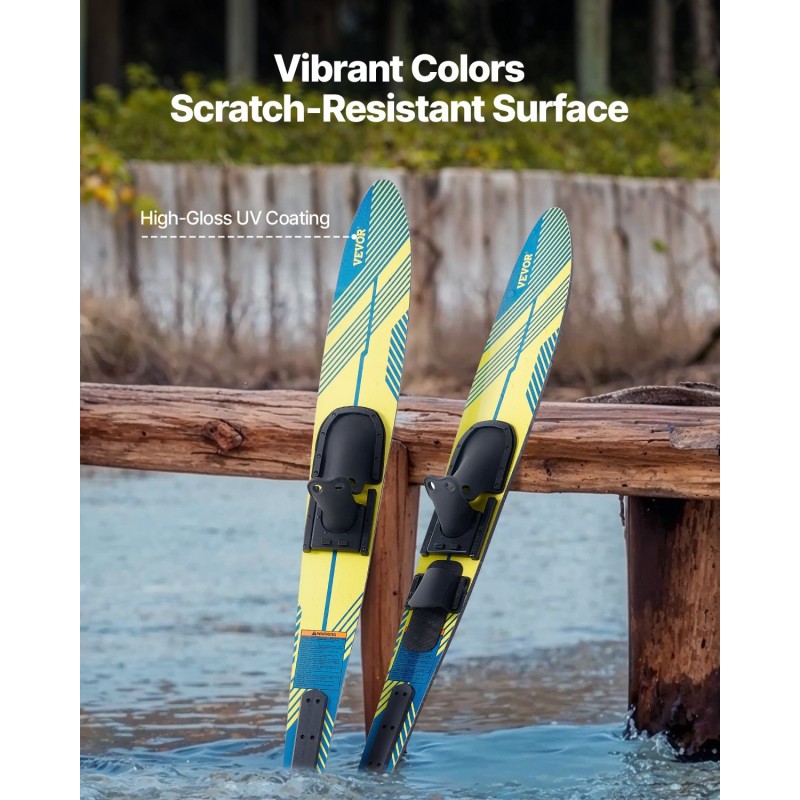 Vesihiihtimet 150 cm parisarja aikuisille PU-vaahto puukansi säädettävät PVC-siteet