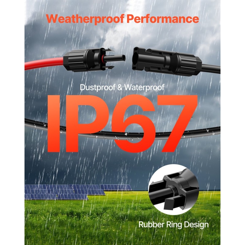 Aurinkopaneelin jatkokaapelisetti 6 mm² 9,14 m 2 kpl musta punainen