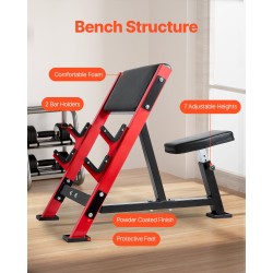 Hauiskääntöpenkki hiiliteräs 7 säädettävää istuinasentoa levytangoille ja käsipainoille 300 kg