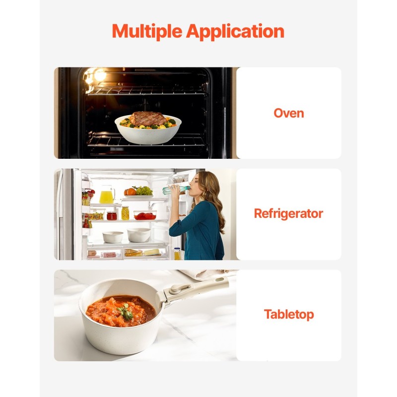 Kattila- ja paistinpannisarja 17-osainen tarttumaton induktiolle sopiva valkoinen irrotettavat kahvat