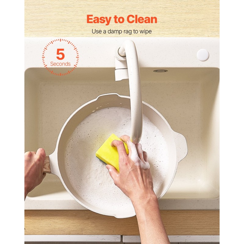 Kattila- ja paistinpannisarja 17-osainen graniittipinnoitteinen tarttumaton induktiolle valkoinen