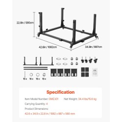Ovien säilytyskärry teräs 4 ovea liikuteltava sopii Jeep Wrangler ja Gladiator 2007–2023