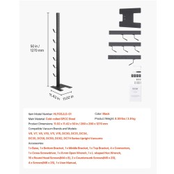 Pölynimuritelin 1270 mm kylmävalssattu SPCC-teräs 6 koukkua yhteensopiva Dyson-varsi-imureille