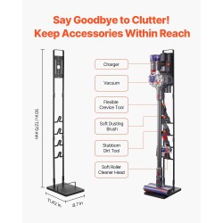Pölynimuriteline kylmävalssattu teräs 1270 mm musta vapaasti seisova 4 koukkua yhteensopiva Dyson