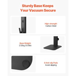 Varsi-imurin vapaasti seisova teline hiiliteräs musta 126 cm 6 koukulla