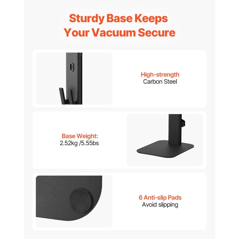 Varsi-imurin vapaasti seisova teline hiiliteräs musta 126 cm 6 koukulla