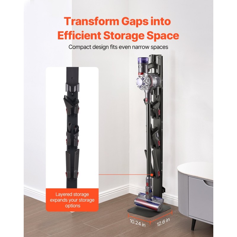 Varsi-imurin vapaasti seisova teline hiiliteräs musta 126 cm 6 koukulla