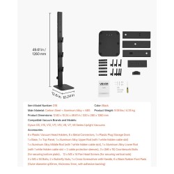 Varsi-imurin vapaasti seisova teline hiiliteräs musta 126 cm 6 koukulla