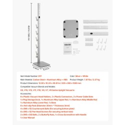 Itsekantava pölynimuriteline hiiliteräs alumiini 126 cm 6 koukkua Dyson V6-V15