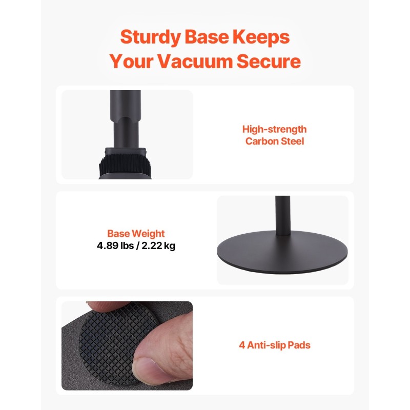 Varsi-imurin säilytysteline hiiliteräksinen runko säädettävä 50 tuumaa Dyson-yhteensopiva