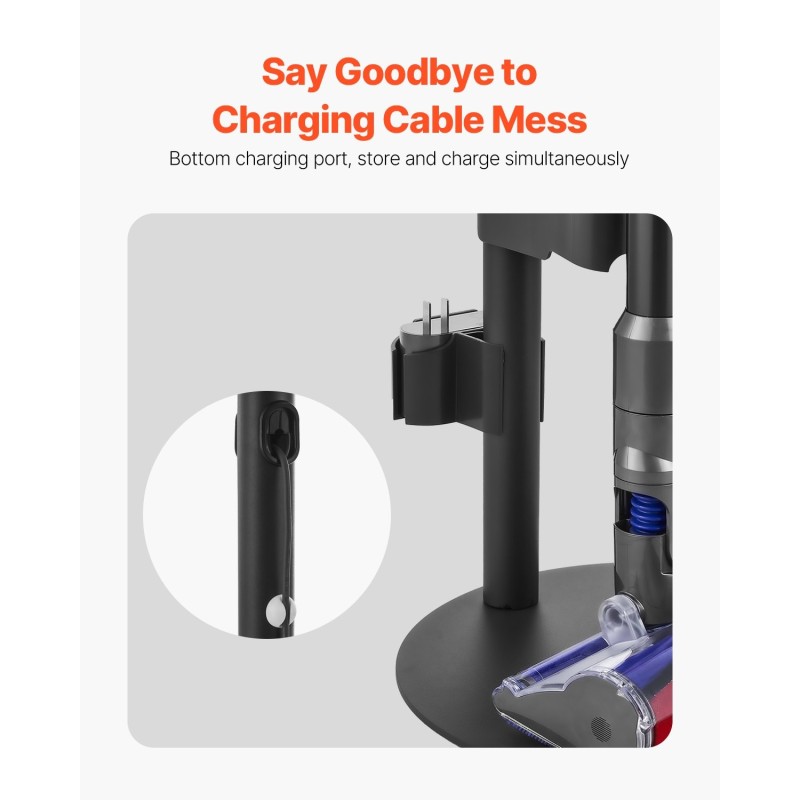 Varsi-imurin säilytysteline hiiliteräksinen runko säädettävä 50 tuumaa Dyson-yhteensopiva