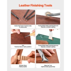 Nahkatyökalusarja 59-osainen säädettävällä uritusraudalla metalliset ja puiset osat kankainen säilytyslaukku