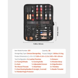 Nahkatyökalusarja 38 osaa kankainen säilytyslaukku säädettävä urajyrsin