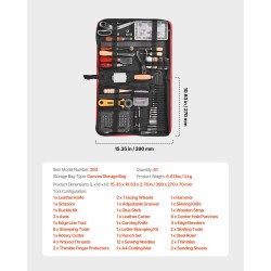 Nahkatyökalusarja 61-osainen metalliosilla ja puisilla kahvoilla kangassäilytyslaukulla nahkatöihin