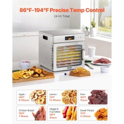 Sähköinen elintarvikekuivuri kahdeksan kerrosta ruostumattomat teräshyllyt säädettävä lämpötila digitaalinen ohjaus