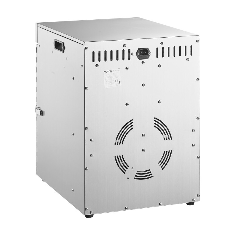 Pyörivä elintarvikekuivuri 12 ruostumattomaa tarjotinta 45,5L 30–90°C 24h ajastin