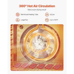 Elintarvikekuivain 1000W 10 ruostumattomasta teräksestä tehtyä tarjotinta 25L säädettävä lämpötila