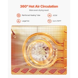 Elintarvikekuivain 6 ruostumattomasta teräksestä valmistettua tarjotinta digitaalinen näyttö 10,3 litraa