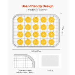 Elintarvikekuivain 6 ruostumattomasta teräksestä valmistettua tarjotinta digitaalinen näyttö 10,3 litraa