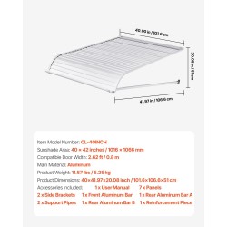 Ovi- ja ikkunakatos alumiiniseoksesta 1016×1066 mm vedenpoistolla