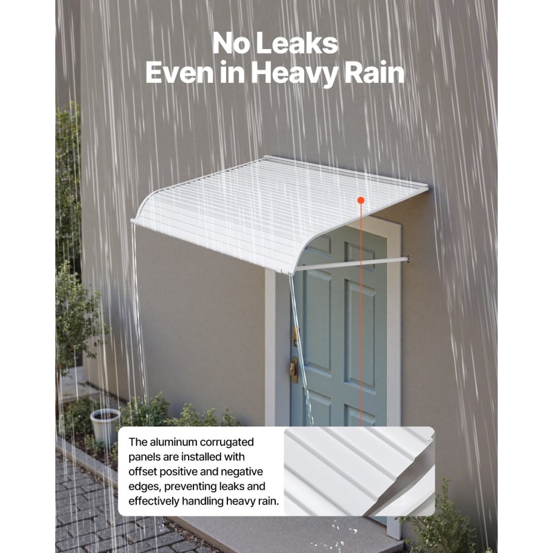 Ovi- ja ikkunakatos alumiiniseoksesta 1219×1066 mm vedenpoistolla