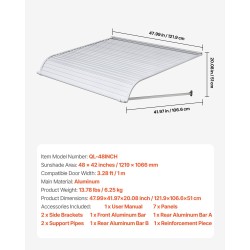 Ovi- ja ikkunakatos alumiiniseoksesta 1219×1066 mm vedenpoistolla
