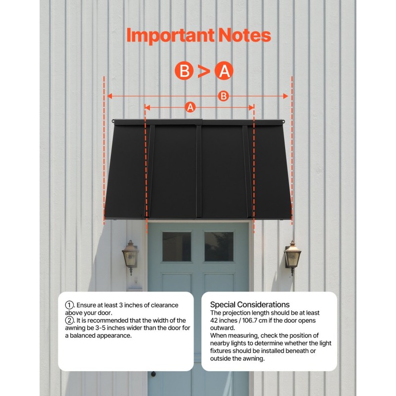 Teräksinen ovi- ja ikkunakatos 1125×610 mm musta 0,8 mm