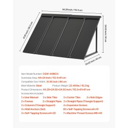 Teräksinen ovi- ja ikkunakatos 1125×610 mm musta 0,8 mm