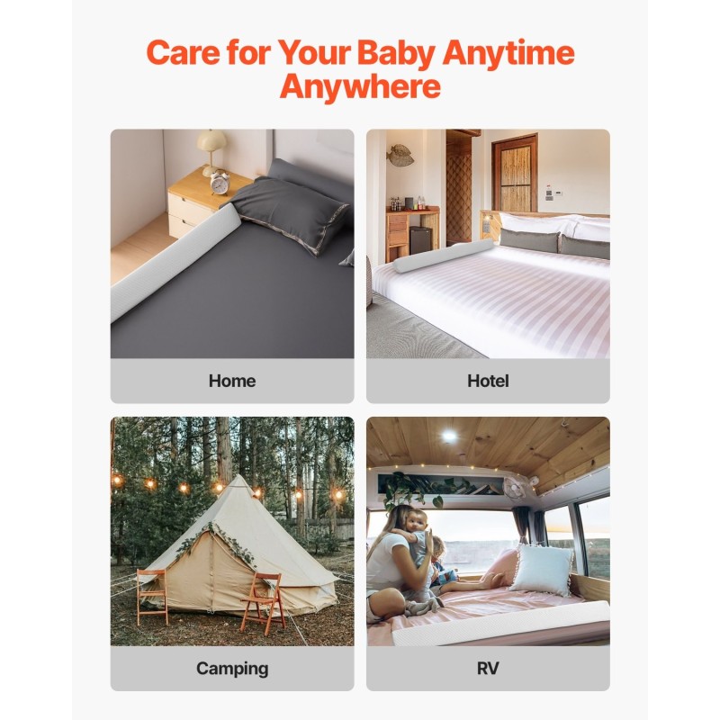 Sängyn reunatuki 56-tuumainen vaahtomuovinen lapsille liukumaton konepestävä päällinen