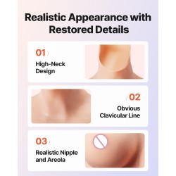 Silikoninen vartalopuku silkkivanulla täytetty D-kuppi ihonvärinen