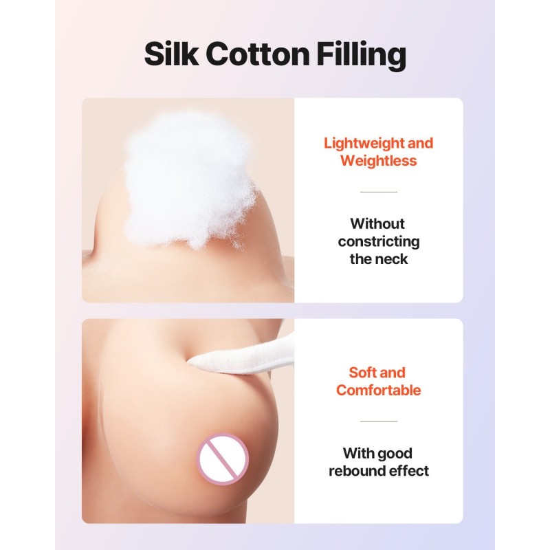 Silikoninen vartalopuku silkkivanulla täytetty D-kuppi ihonvärinen