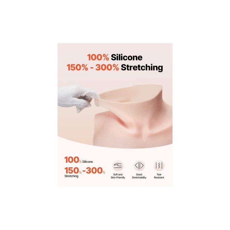 Silikoninen rintalevy D-kuppi 100% silikoni elefantinluunvärinen cosplayhin ja drag-esiintyjille