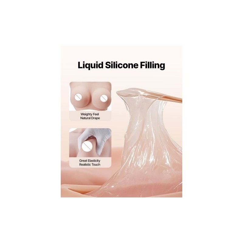 Silikoninen rintalevy D-kuppi 100% silikoni elefantinluunvärinen cosplayhin ja drag-esiintyjille